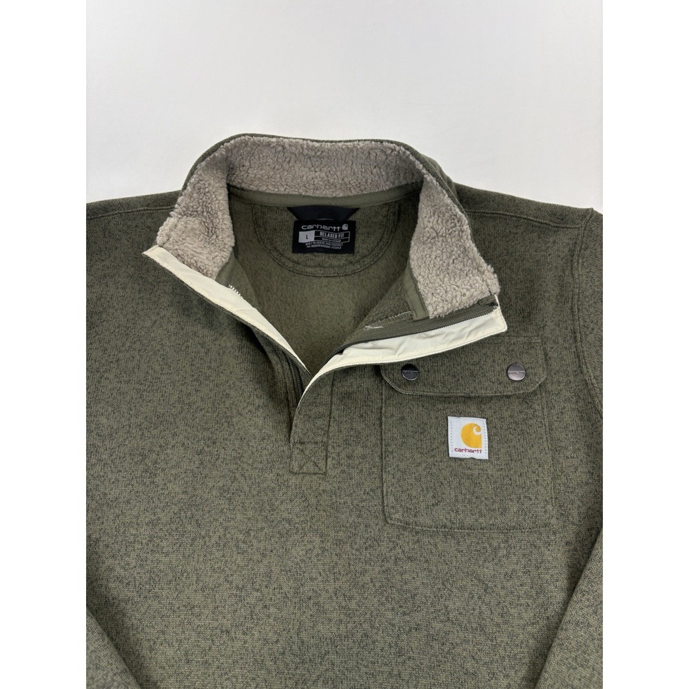Carhartt 1/4 Zip Sweater Fleece Relaxed Fit Midweight 106378 Men's Large - Picture 2 of 15